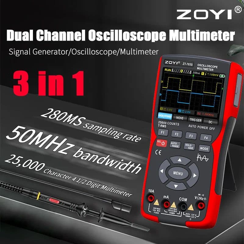 Zoyi: ZT-703S: 3-in-1 Handheld Digital Oscilloscope and Multimeter - View 3