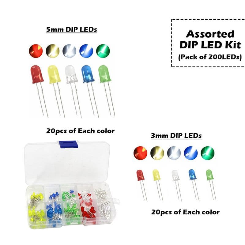 Bright DIP LED Round Top Diffused Type Assortment Kit Box - View 2