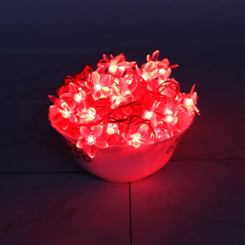 Small Red Silicon Flower 42 LED String Fairy Lights - View 3