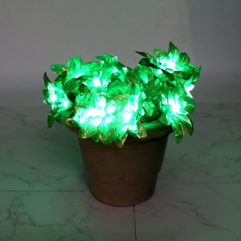 Shiny Green Silicon Flower 24 LED String Fairy Lights - View 1
