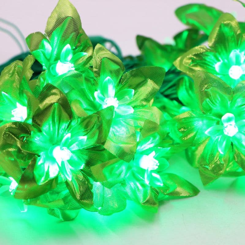 Shiny Green Silicon Flower 24 LED String Fairy Lights - View 2