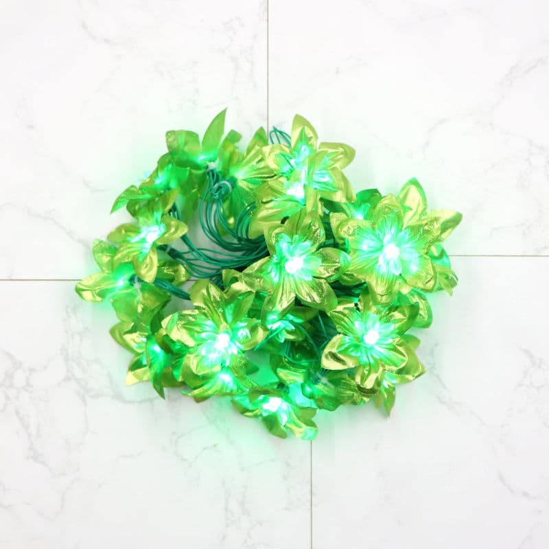 Shiny Green Silicon Flower 24 LED String Fairy Lights - View 3
