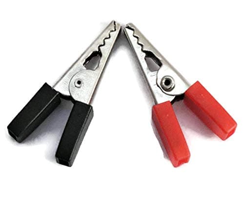 Alligator Crocodile Clips Pair 30mm Red + Black (Half Sleeves) - View 1