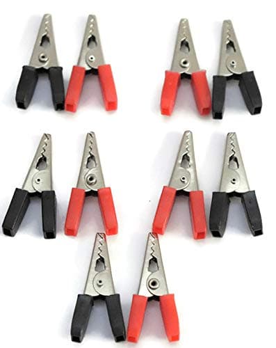 Alligator Crocodile Clips Pair 30mm Red + Black (Half Sleeves) - View 2
