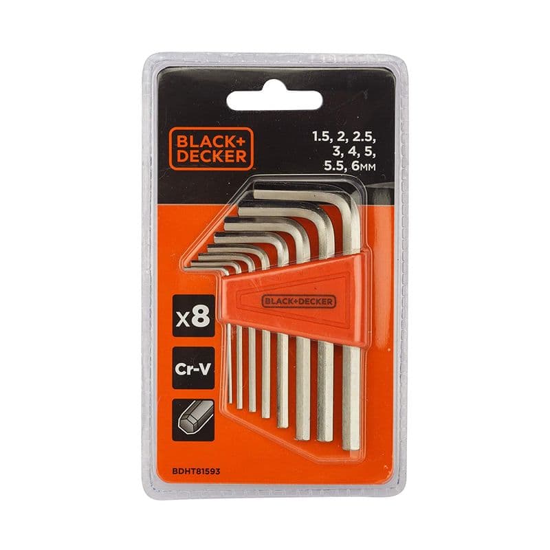 Black & Decker: BDHT81593 Steel Hexkey Allen Key Set (Orange, 8-Pieces) - View 1
