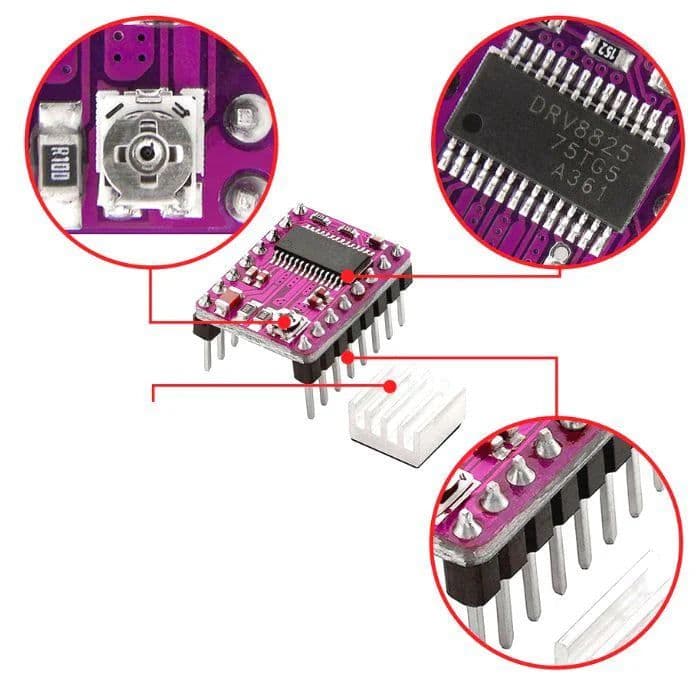 DRV8825 Stepper Motor Driver with Aluminum Heat Sink - View 2