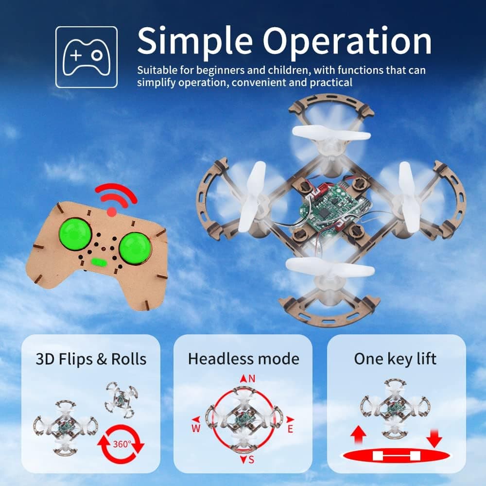XYQ-2 Wooden Assembly DIY Toy Drone Aircraft with Remote - View 2