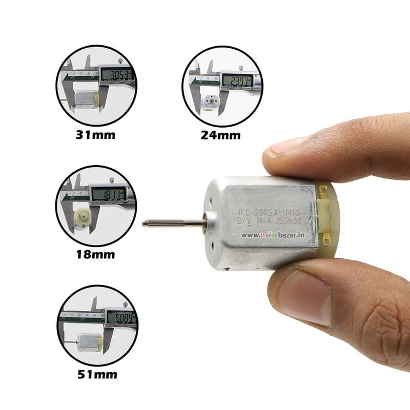 Big DC Toy Motor - Single Shaft Flat 280 Motor (34 x 24 x 18mm) - View 2