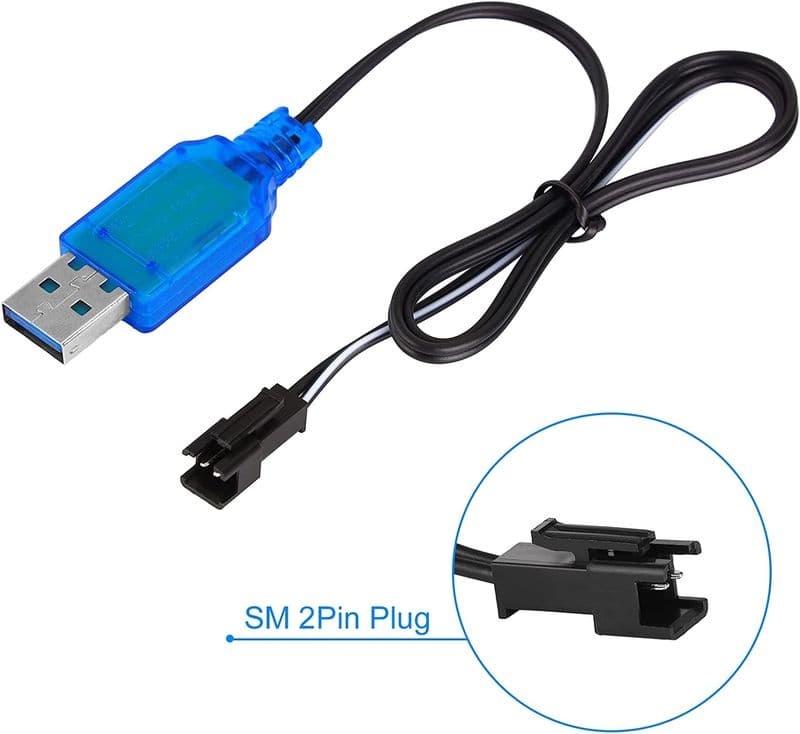 USB Charging Cable including Charging Protection BMS with SM 2P Plug for Ni-CD/Ni-MH Battery RC Car/ DIY - View 3
