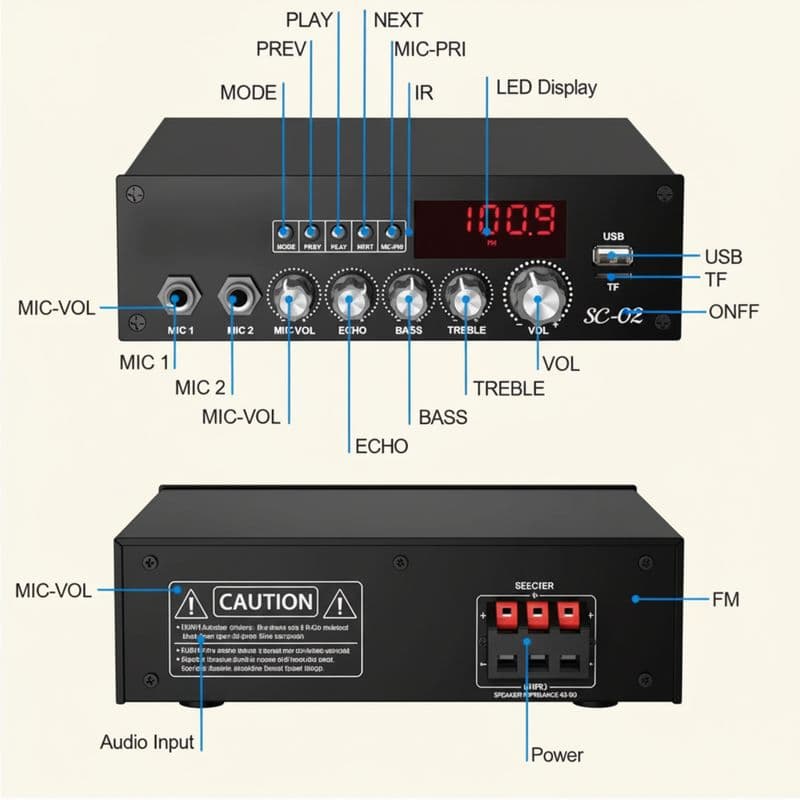 AC Enclosed Metal Body Remote Controlled Music Player with Bluetooth/FM/Aux/SD Card and USB Inputs - View 3