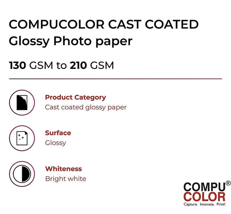 Compu Color: A4 Inkjet Glossy 180 GSM Photo Imaging Paper - View 2