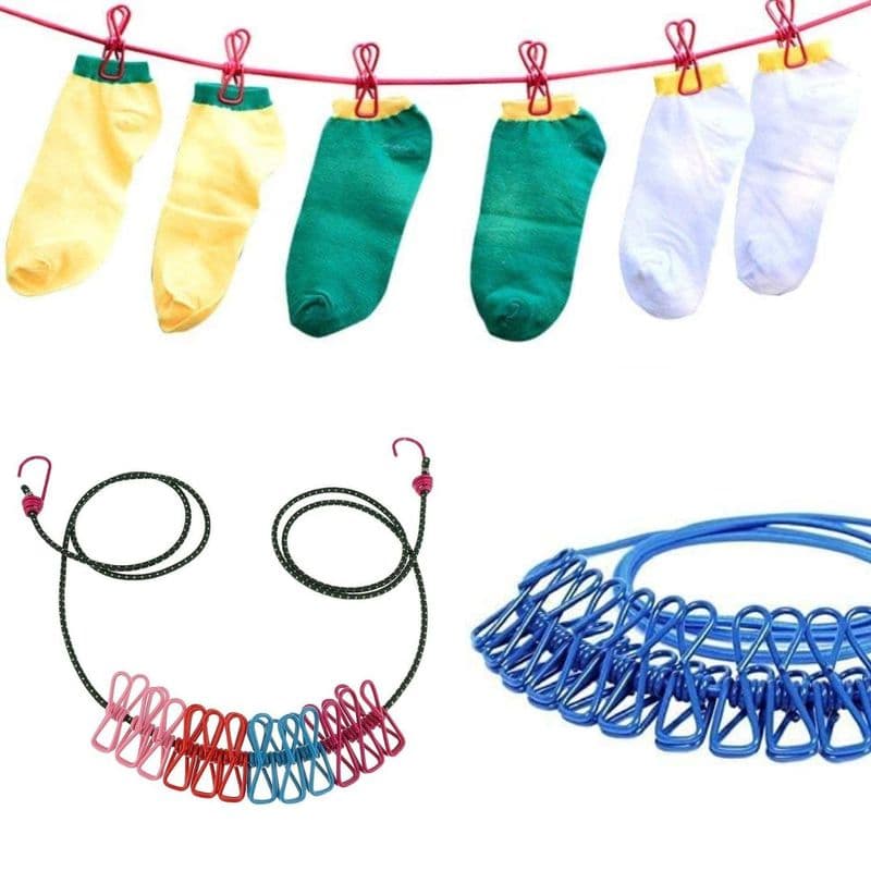 Elastic Cloth Hanging Rope with Clip for Cloth Drying/DIY - View 2