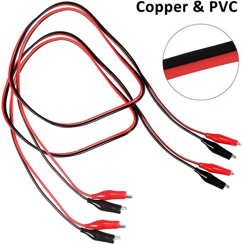 Alligator Crocodile Clips Electrical Test Lead Wire Red+Black (Pair) - View 2