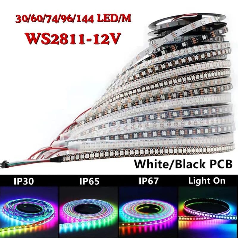 12-Volt WS2811 DC RGB Addressable LED Strips Roll - View 1