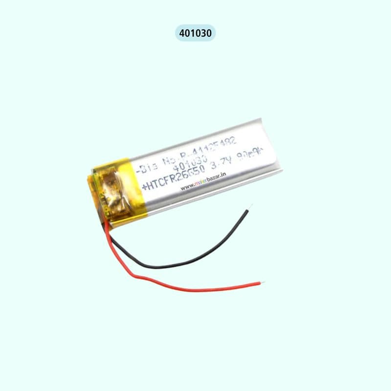 Generic: 3.7V 90mah Lipo Battery - Single Cell Lithium Polymer Battery - View 2