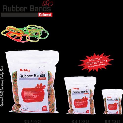 Oddy: RB-50G Coloured Rubber Bands 1.5Inch/38mm - 50gm - View 2