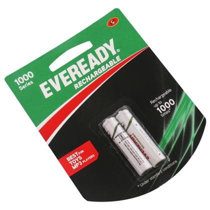 Eveready: 1000 Series Rechargeable AAA Batteries 1.2v NiMH (Pack of 2) - View 2