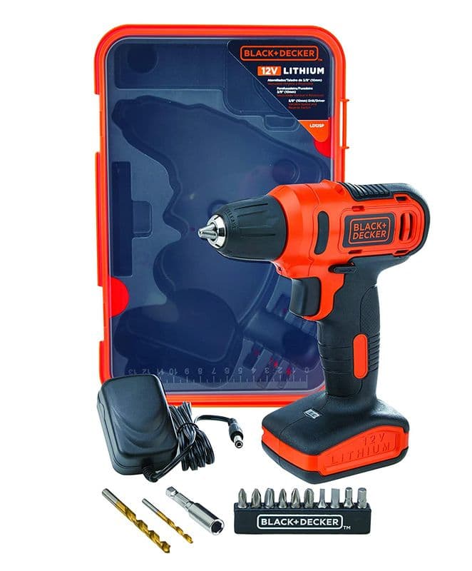 Black & Decker: LD12SP-IN 12V 10mm Li-ion Cordless Variable Speed Reversible Drill Driver with 10 Screwdriver and 2 Drill Bits - View 3