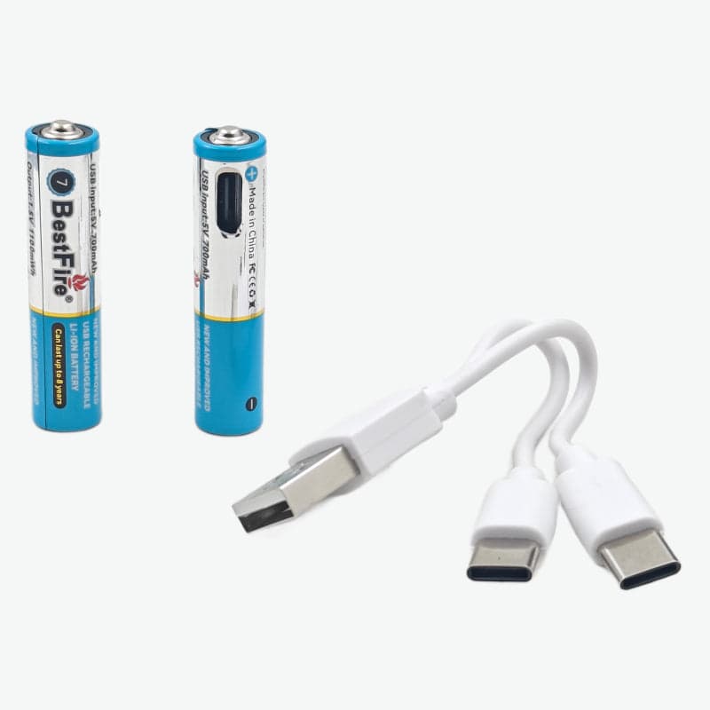 BestFire AAA USB Type-C 700mAh Rechargeable Li-ion Battery - 1100mWh(1.5V) - View 2