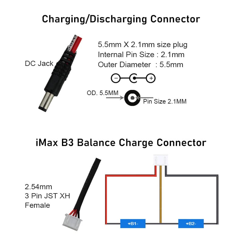 WATTNINE® 7.4V 1800mAh Rechargeable Lithium Battery Pack with Warranty (Includes BMS & Balance Pin) - 2S 1P - View 3