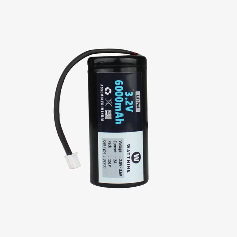 WATTNINE® 3.2v 6Ah LFP Cell with BMS and 2 Pin JST Connector - View 1