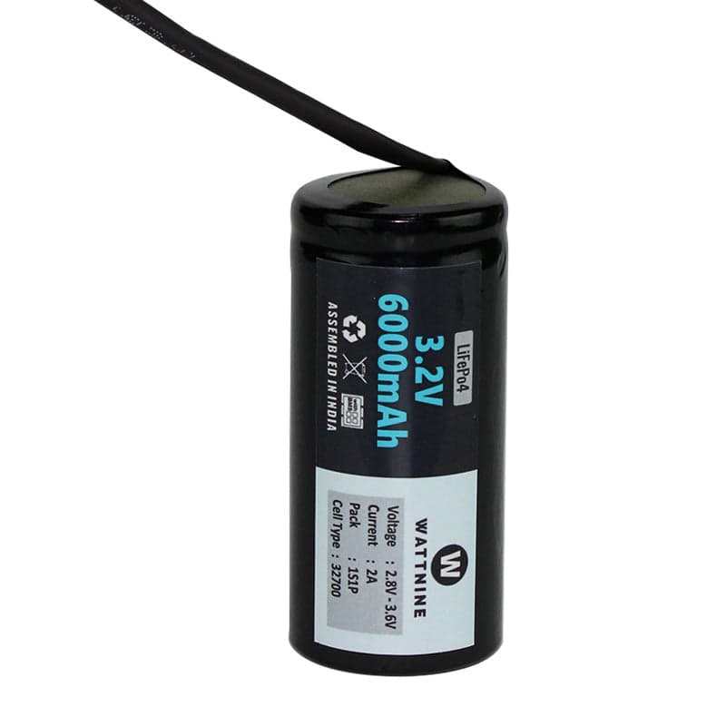 WATTNINE® 3.2v 6Ah LFP Cell with BMS and 2 Pin JST Connector - View 3