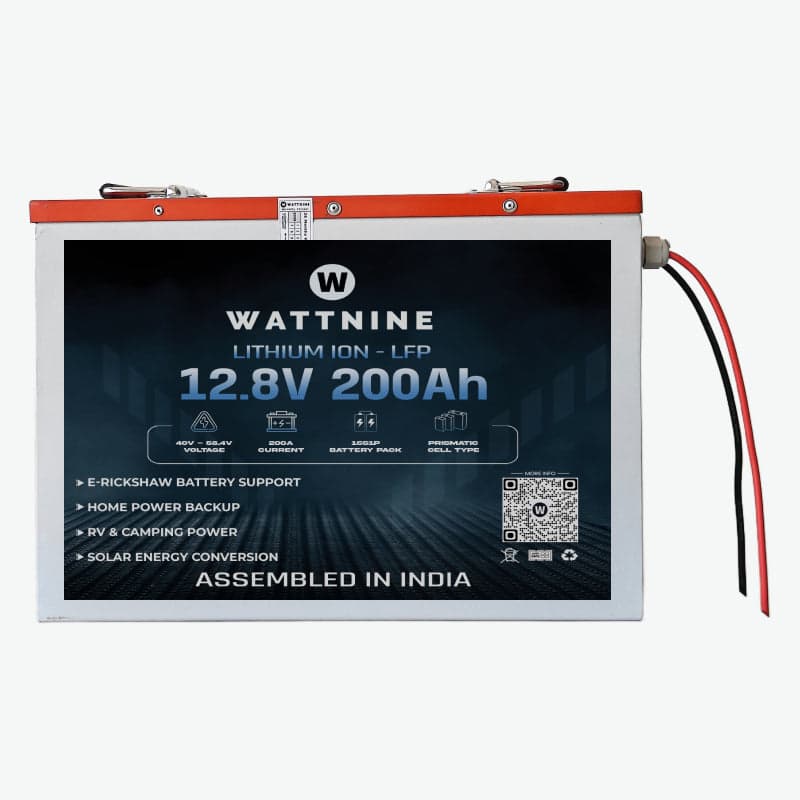 WATTNINE® 12.8V 200Ah LiFePO4 Lithium Inverter Battery Pack - View 1