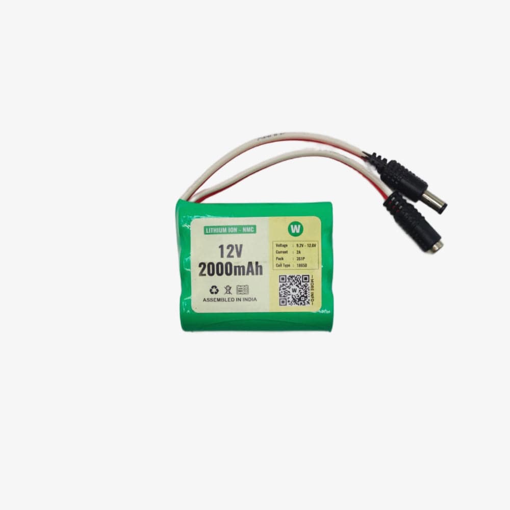 WATTNINE® 12V 2000mAh Rechargeable Lithium Battery Pack with Warranty - View 1