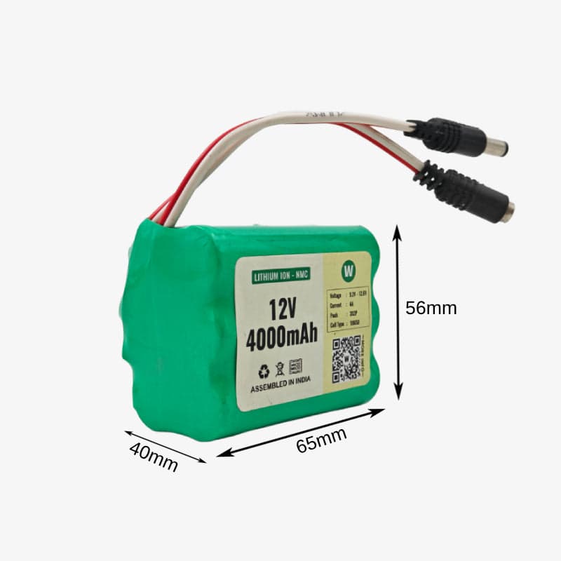 WATTNINE® 12V 4000mAh Rechargeable Lithium Battery with Warranty for GPS, CCTV, Industrial and Commercial Application - View 3
