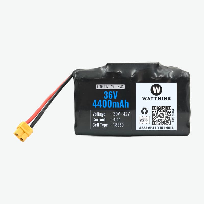 WATTNINE® 36V 4400mAh Rechargeable Lithium Battery with Warranty for Hoverboard, Segway, Industrial and Commercial Application - View 1