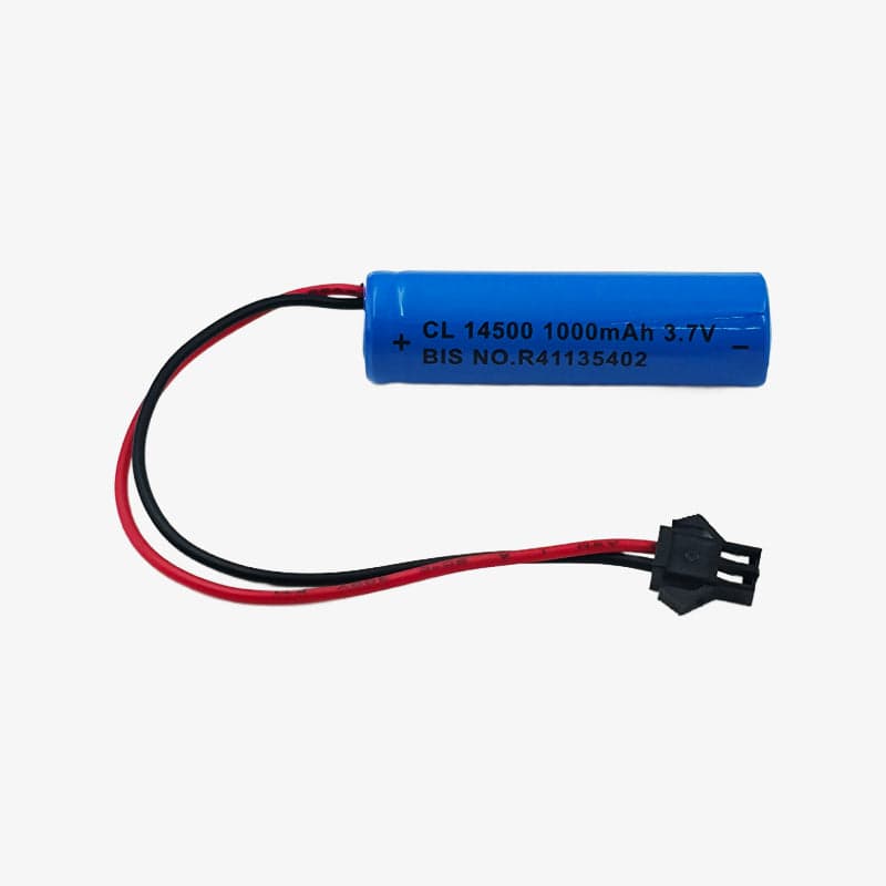 1000mAh 3.7V 14500 Li-ion Battery with BMS and JST Connector - View 1