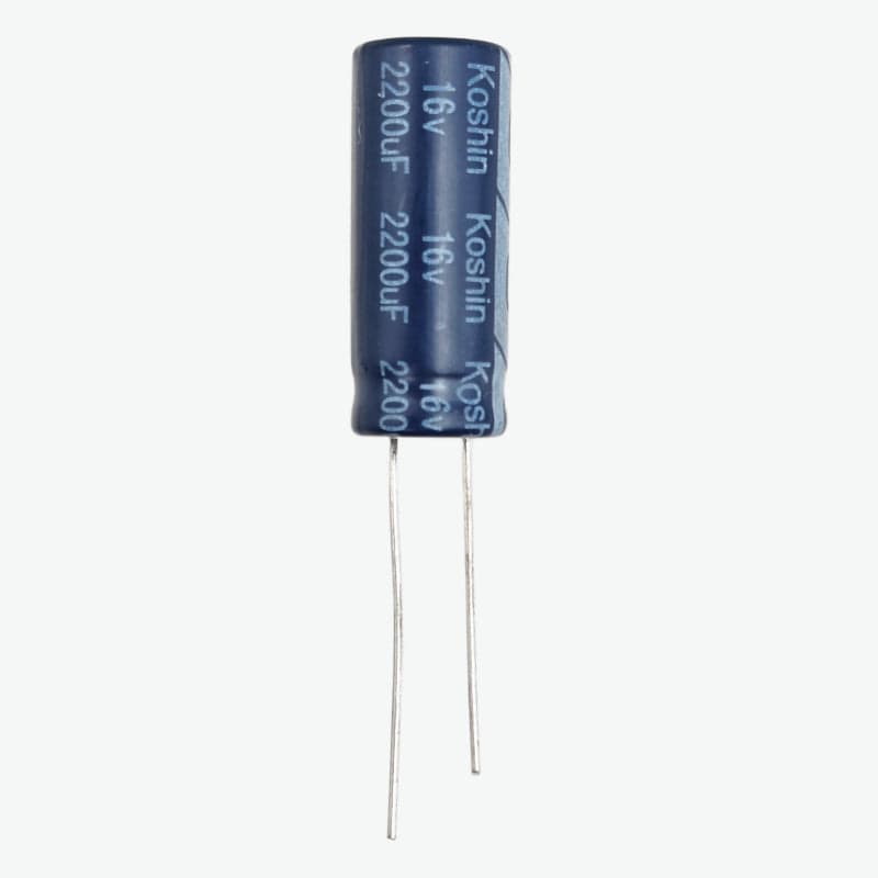 2200uF 16V Radial Electrolytic Capacitor - Through Hole Package - View 1