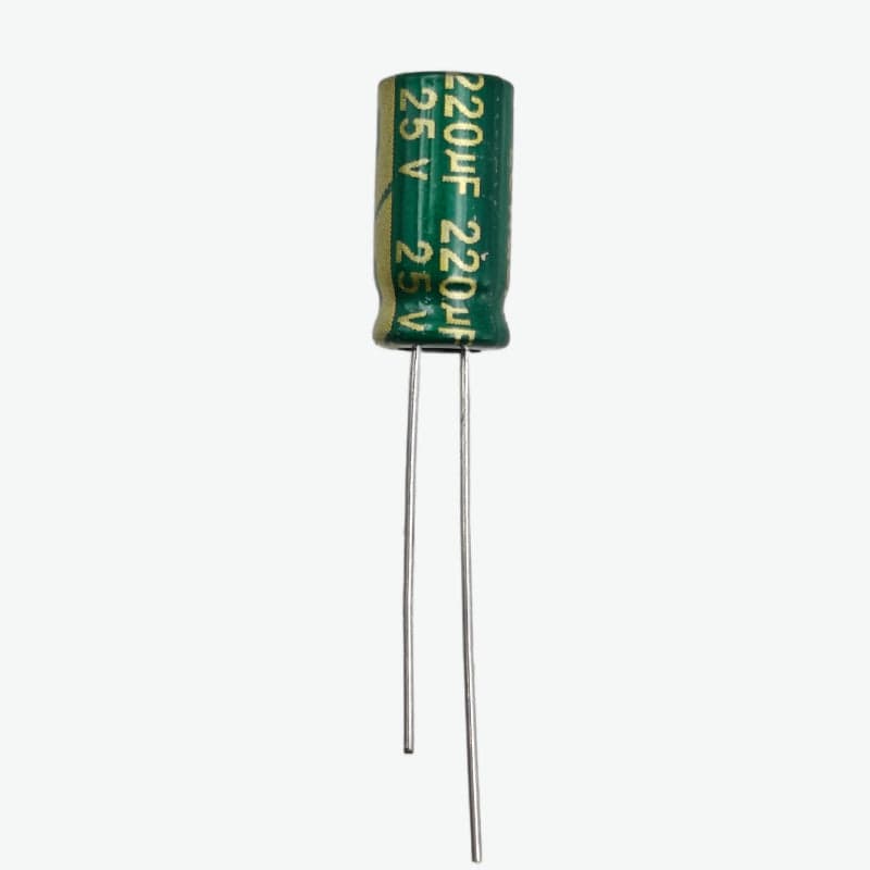 220uF 25V Radial Electrolytic Capacitor - Through Hole Package - View 1