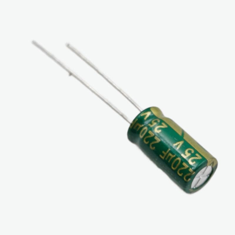 220uF 25V Radial Electrolytic Capacitor - Through Hole Package - View 3