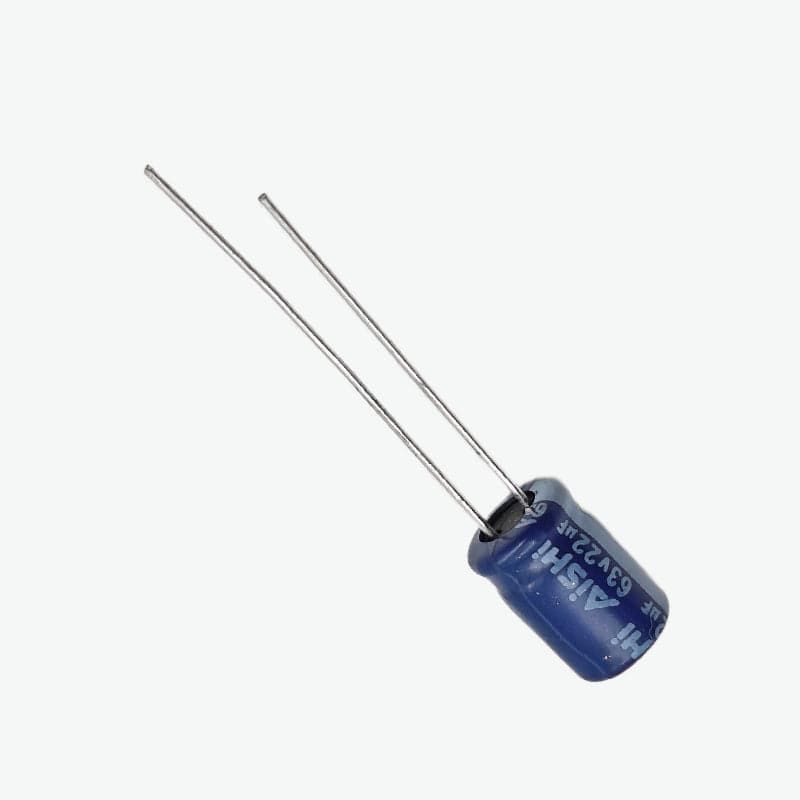 22 uF 63V Radial Electrolytic Capacitor - Through Hole Package - View 3