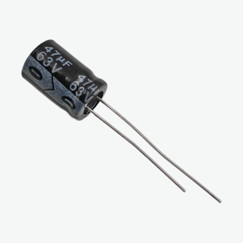 47uF 63V Radial Electrolytic Capacitor - Through Hole Package - View 2