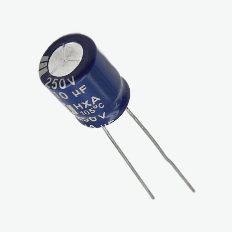 10uF 250V Radial Electrolytic Capacitor - Through Hole Package - View 2