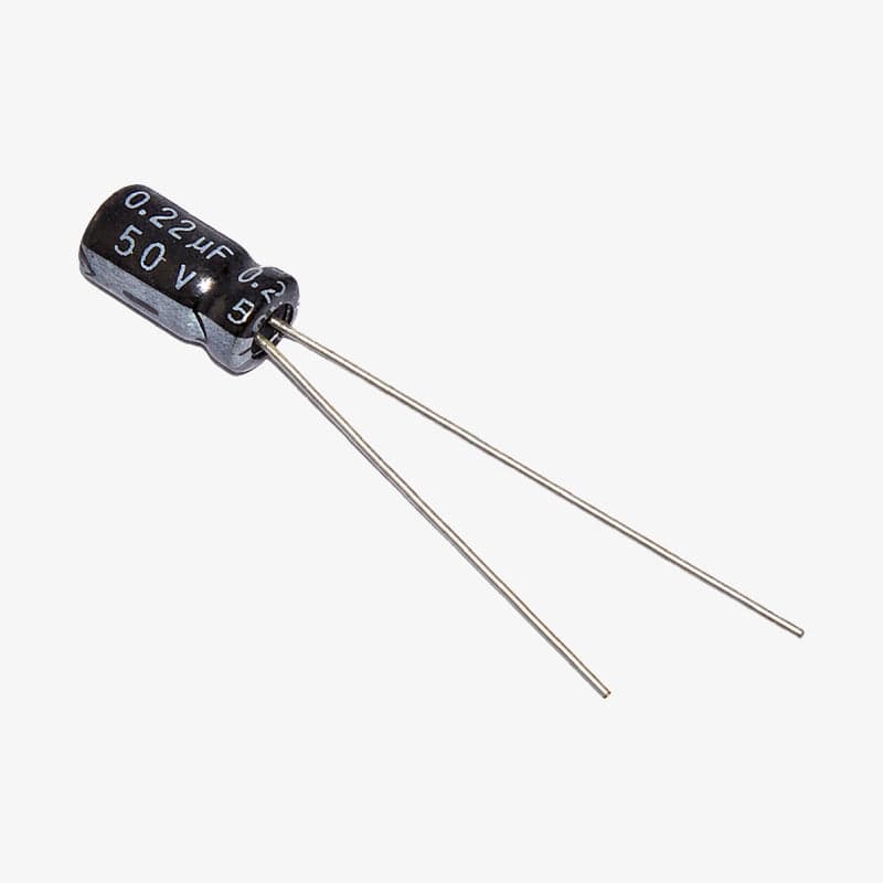 0.22uF 50V Aluminum Radial Electrolytic Capacitor - Through Hole Package - View 2