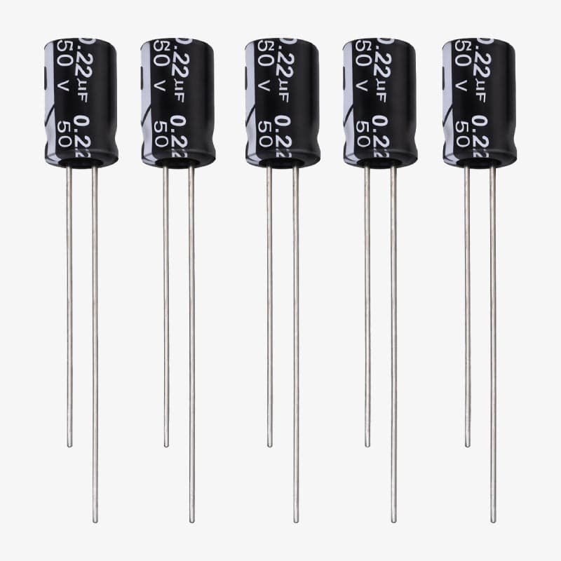 0.22uF 50V Aluminum Radial Electrolytic Capacitor - Through Hole Package - View 3