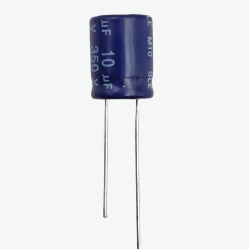 10uF 350V Radial Electrolytic Capacitor - Through Hole Package - View 1
