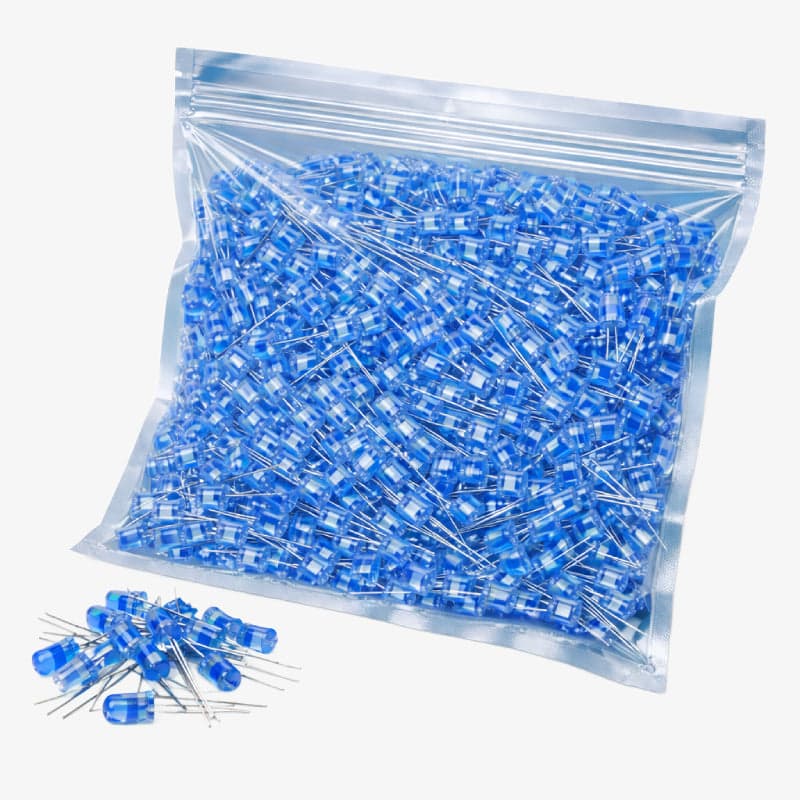 5mm Blue LED 1000pcs Pack - High Brightness Through Hole Indicator Light - View 1