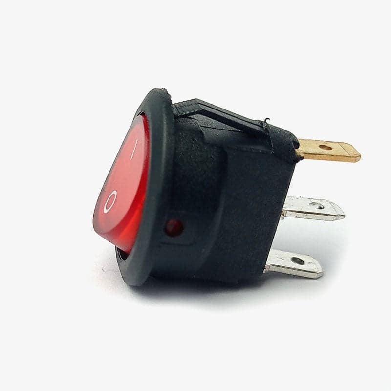 Illuminated On-Off Round Rocker Switch - 6A 250V (RED) - View 2