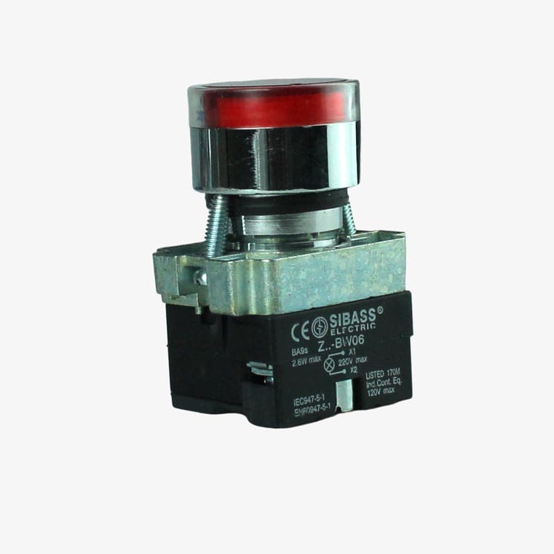 SIBASS Push Button with Indicator LED - 220VAC RED - View 1