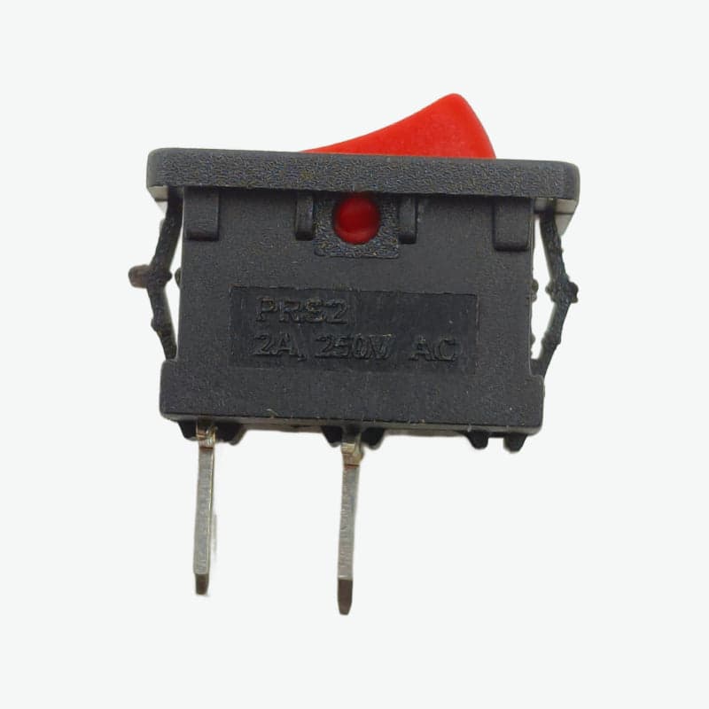 2 Pin SPST ON-OFF Mini Rocker Switch - 2A 250V with Arrow Indicator - View 3
