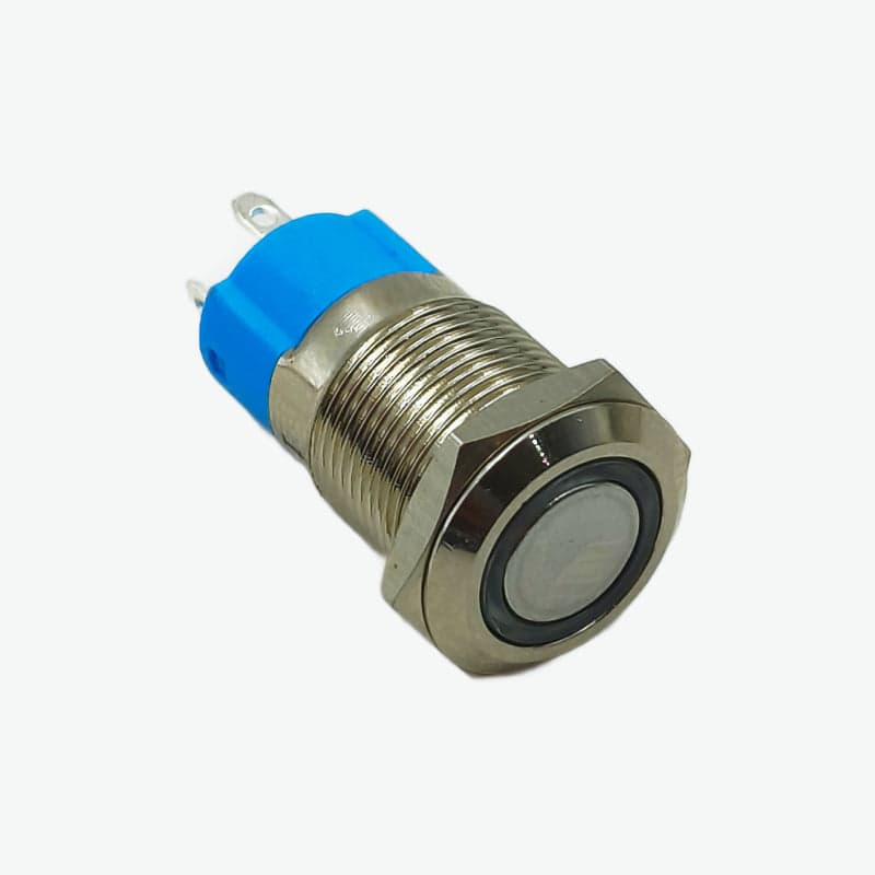 Flat Head 12MM 12V-24V Latching Metal Push Button Switch - White (4-Pin IP67 Waterproof Ring LED Illumination) - View 3