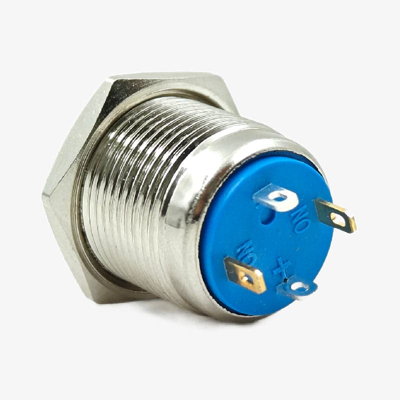 Flat Head 16mm 3V-6V Ring Light Non-Latching Metal Push-Button Switch - Red Light - View 3