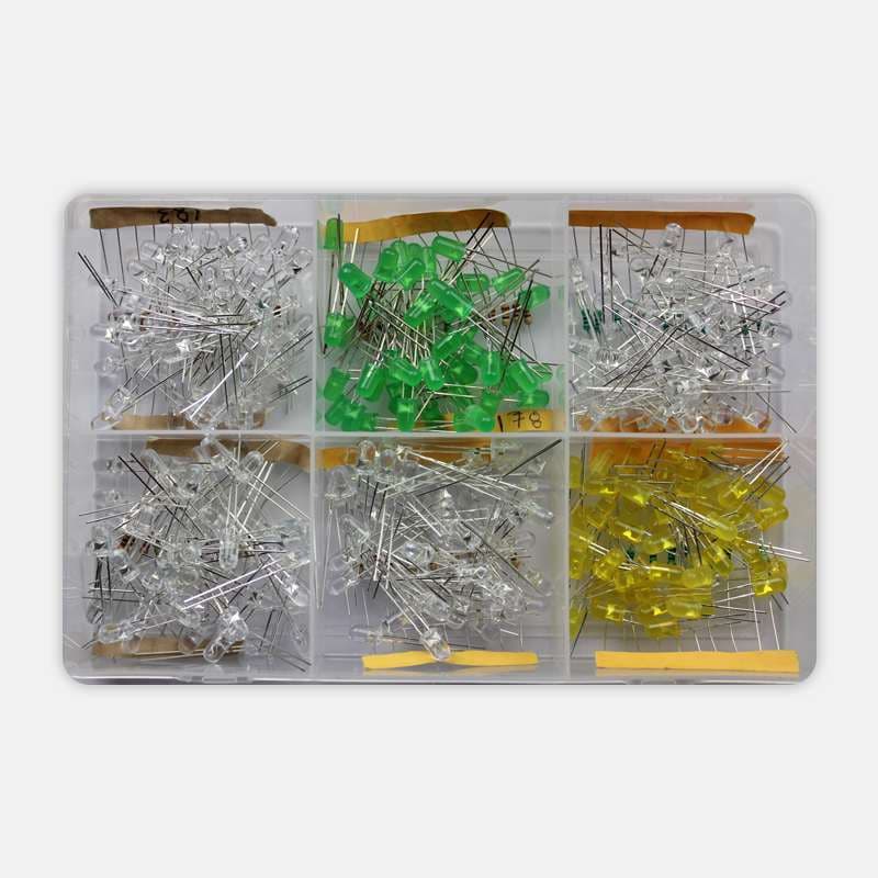 LED Kit - Combo of 6 Colours / 50 pcs Each with Free Resistors and Box - View 1