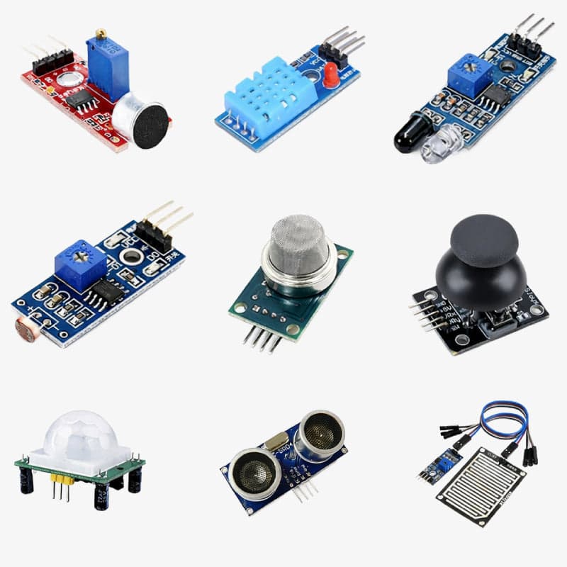 9 in 1 Arduino Sensor Kit - Ultrasonic, PIR, IR, DHT11, MQ2, LDR, Sound, Rain Sensor and Joystick - View 1