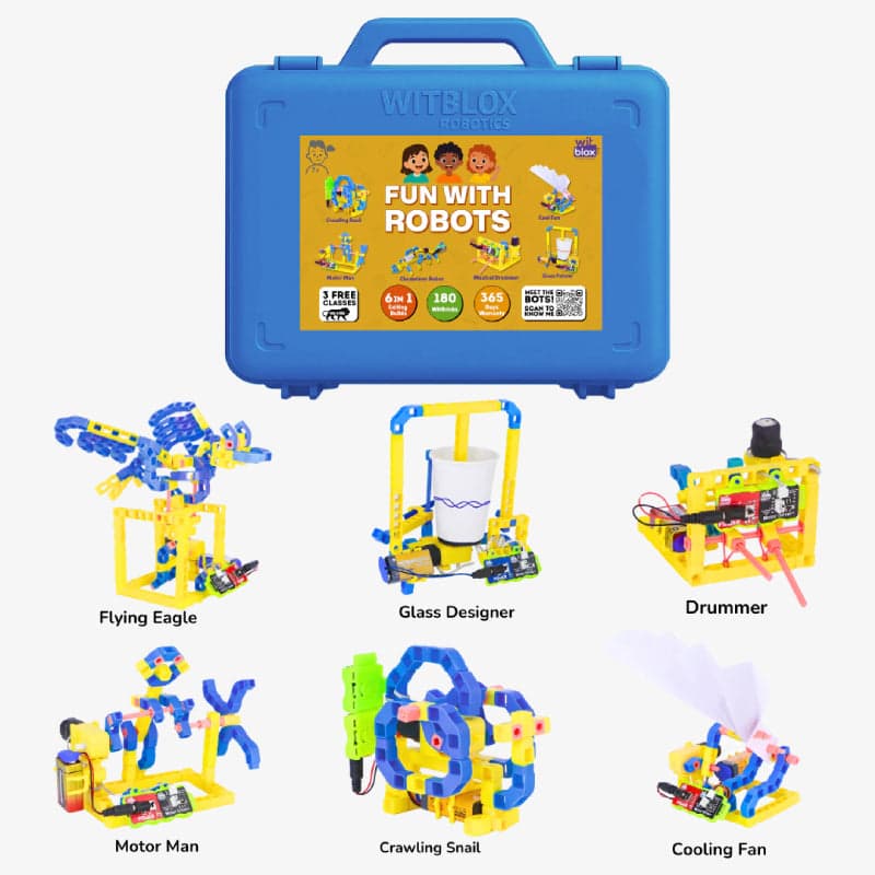 WitBlox Fun With Robots Kit - 6 in 1 Project Set (185+ Parts) - View 1