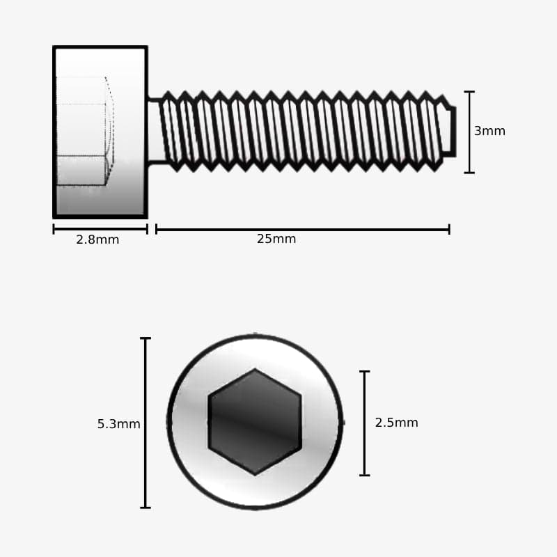 M3 X 25mm Hex Allen Socket Head SS202 Bolt (Pack of 10) - View 2